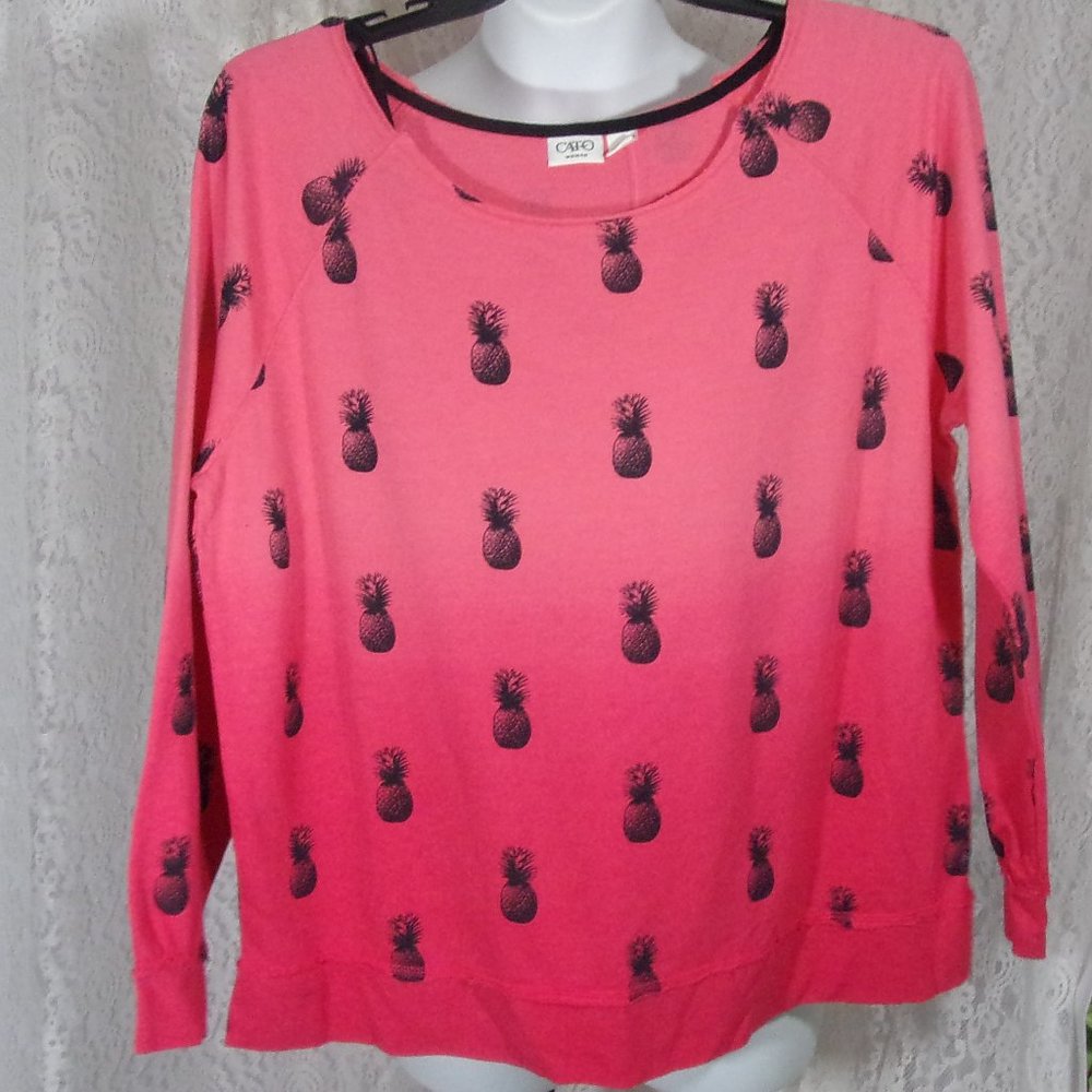 Coral Dipped Top Plus 14w/16w Pineapple Design NWT